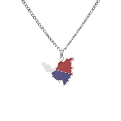 Hip-Hop Stainless Steel Map Pendant Necklace