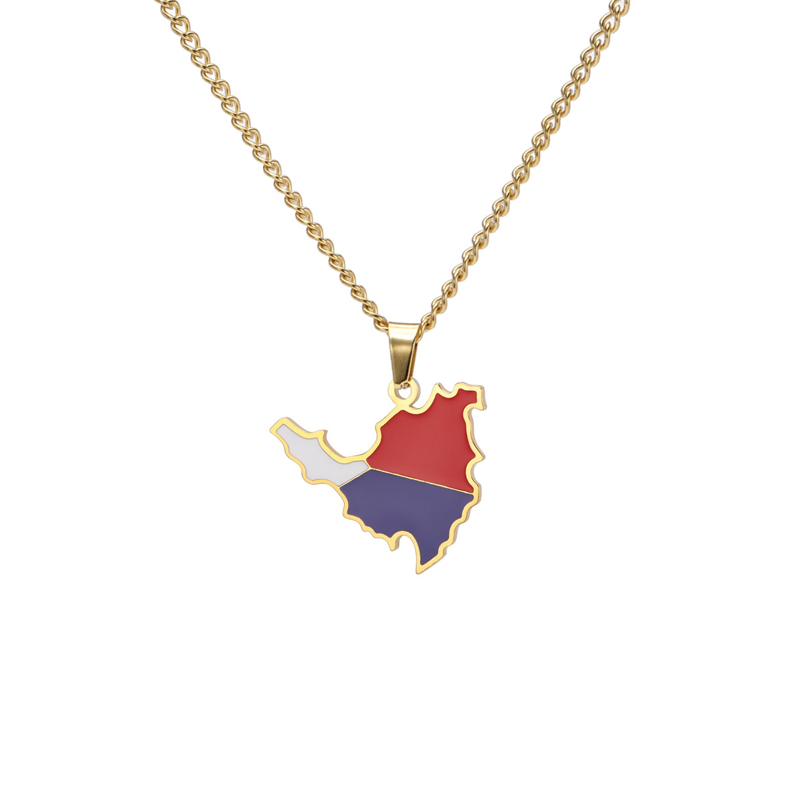 Hip-Hop Stainless Steel Map Pendant Necklace