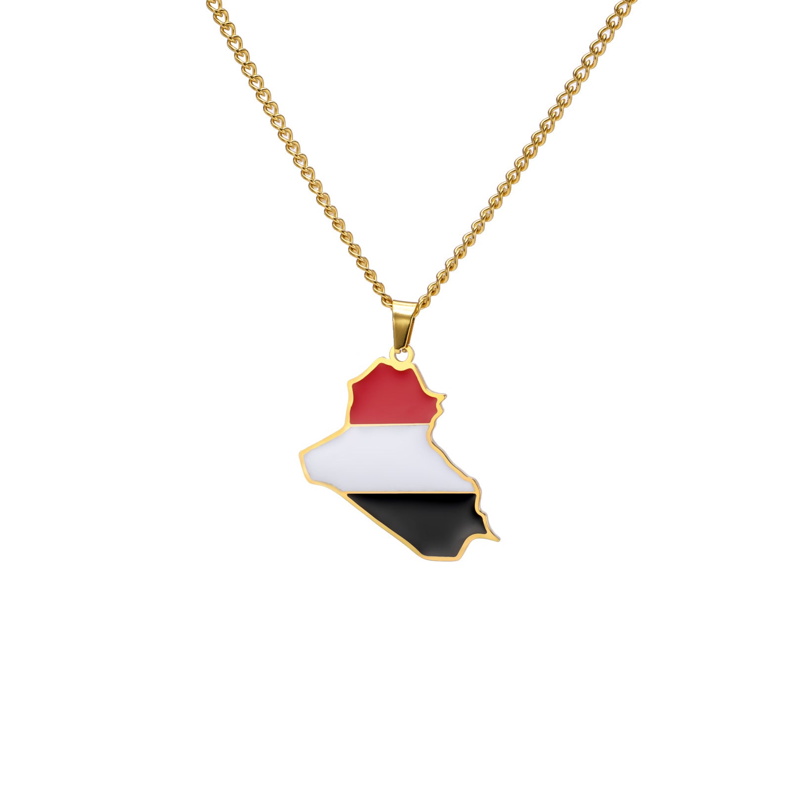 Hip-Hop Stainless Steel Map Pendant Necklace