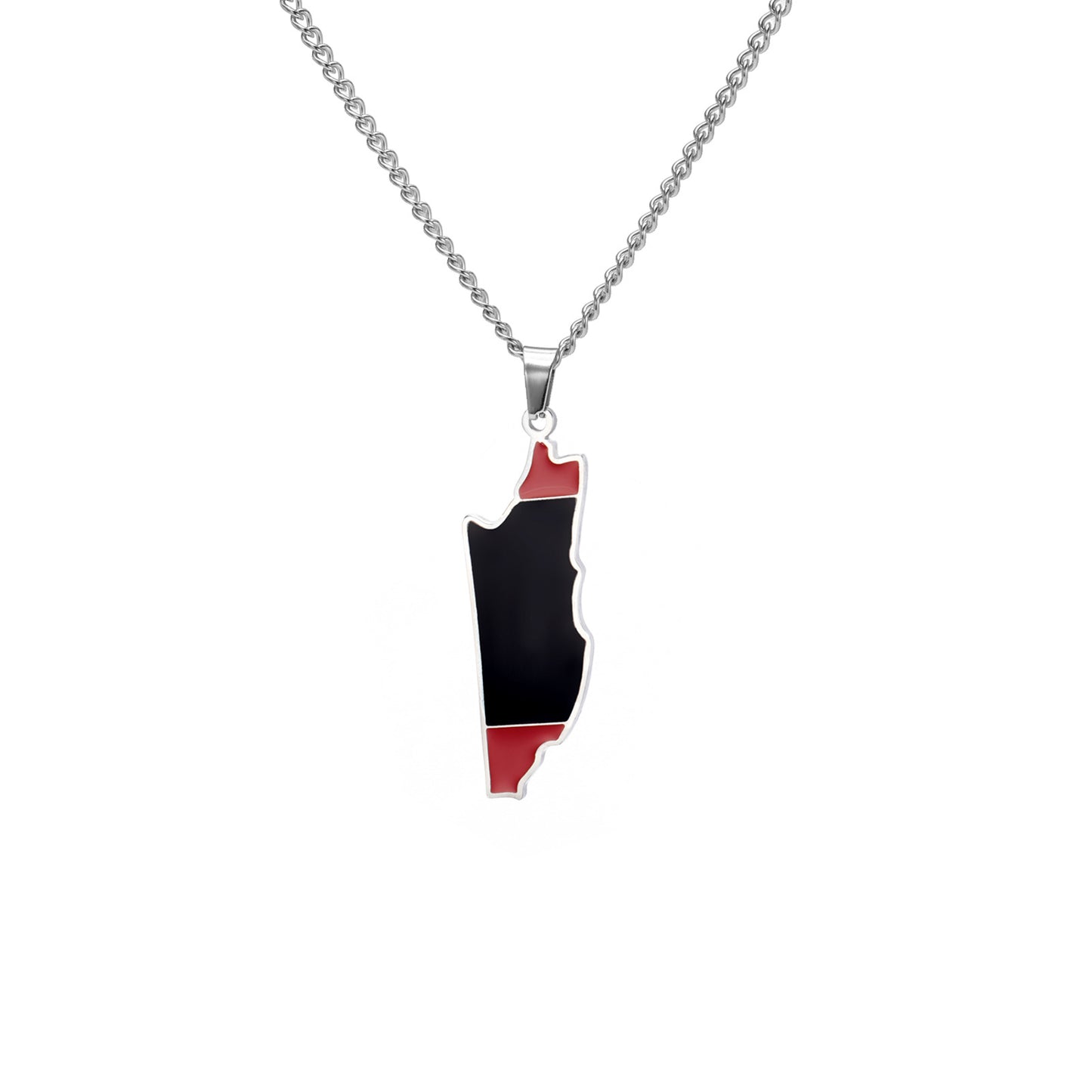 Hip-Hop Stainless Steel Map Pendant Necklace