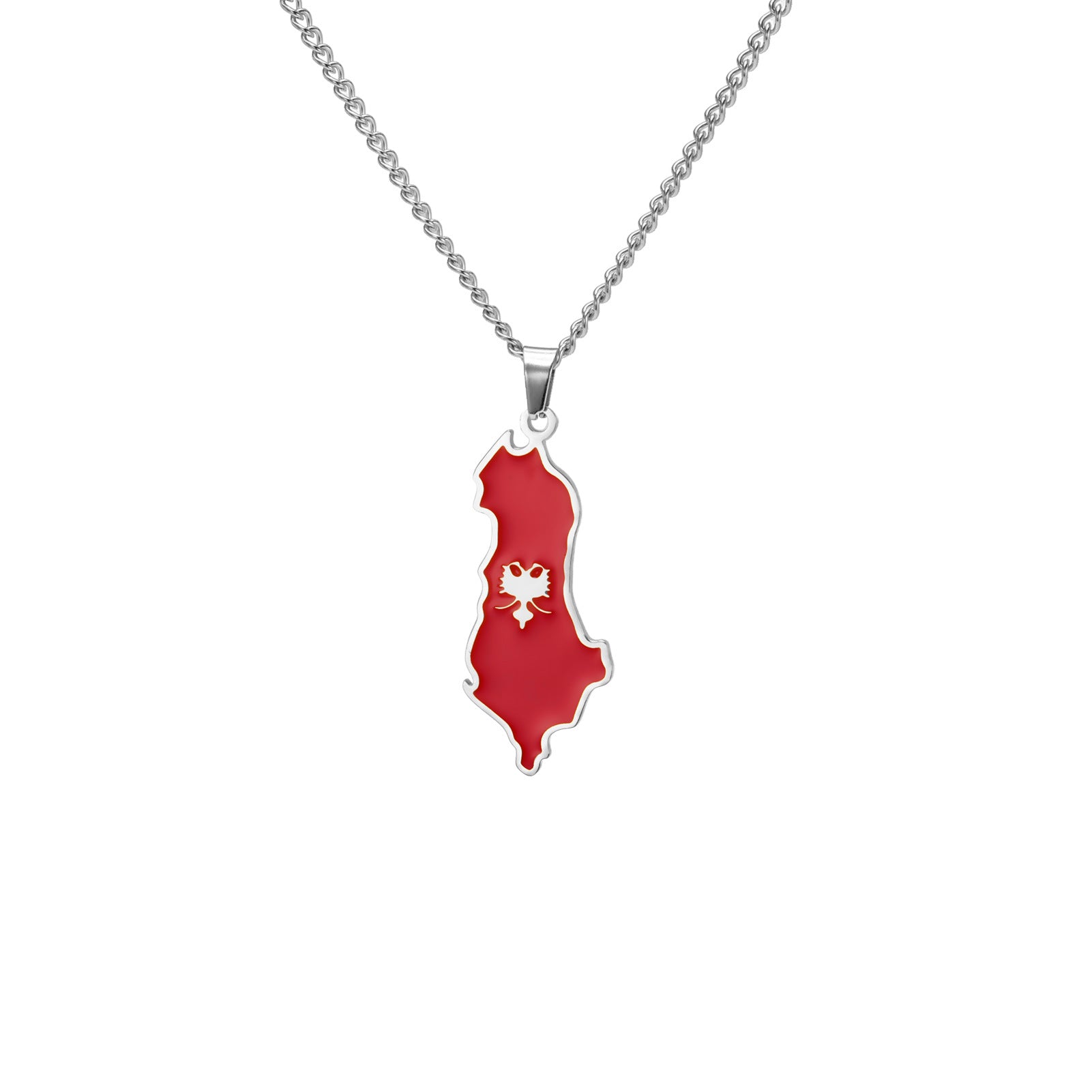 Hip-Hop Stainless Steel Map Pendant Necklace