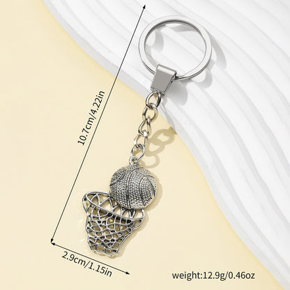 Hip-Hop Style Basketball Hoop Metal Keychain