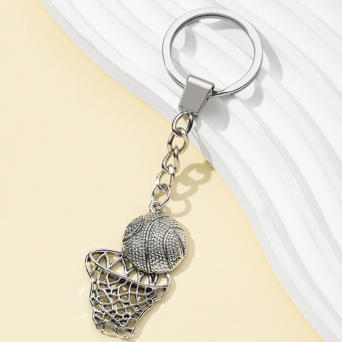Hip-Hop Style Basketball Hoop Metal Keychain