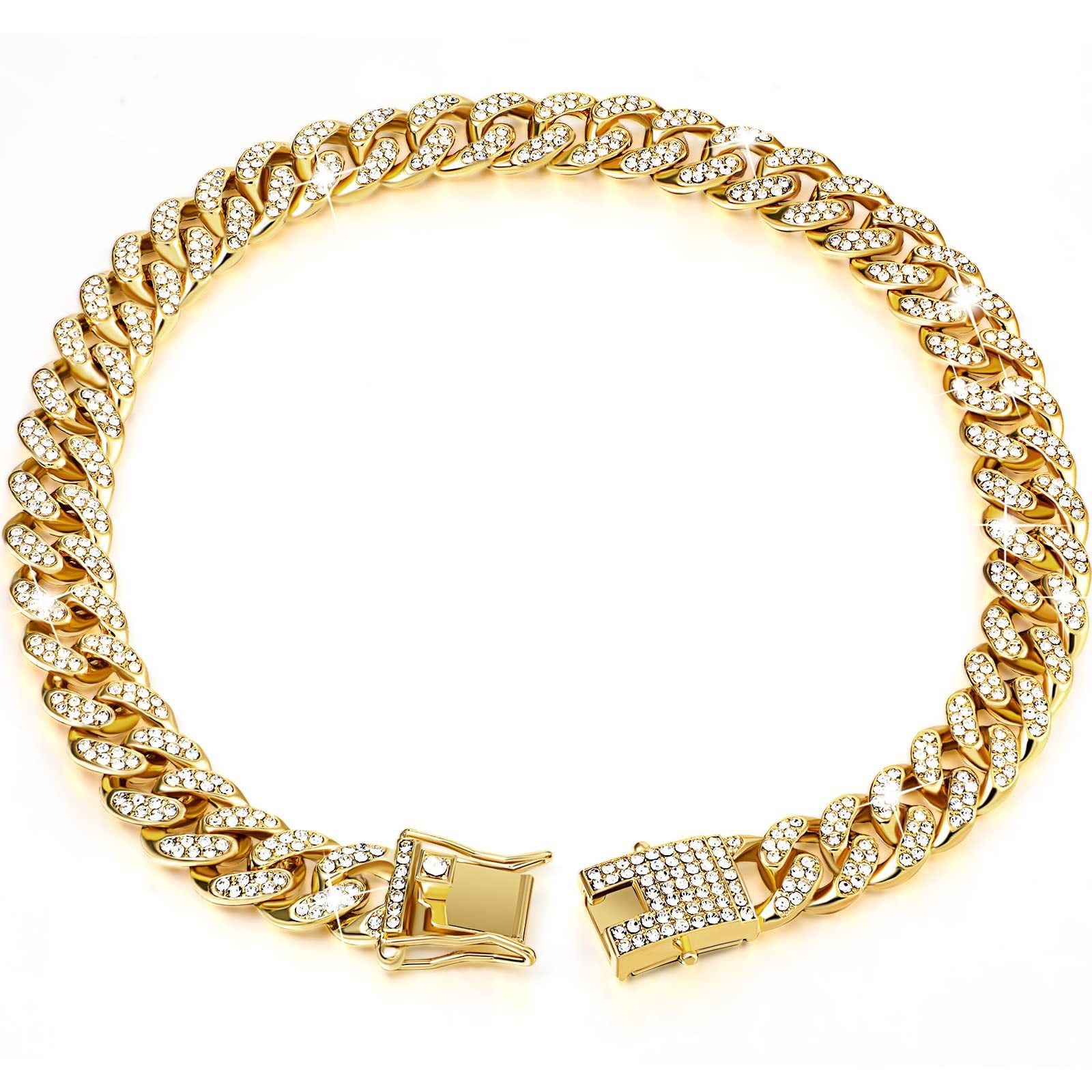 Hip-Hop Style Diamond Pet Collar with Lock Buckle