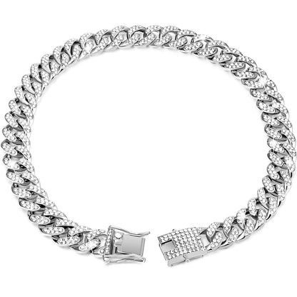 Hip-Hop Style Diamond Pet Collar with Lock Buckle