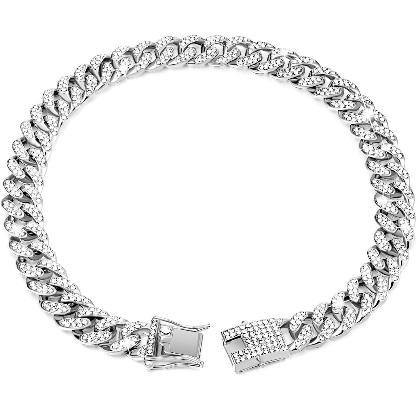 Hip-Hop Style Diamond Pet Collar with Lock Buckle