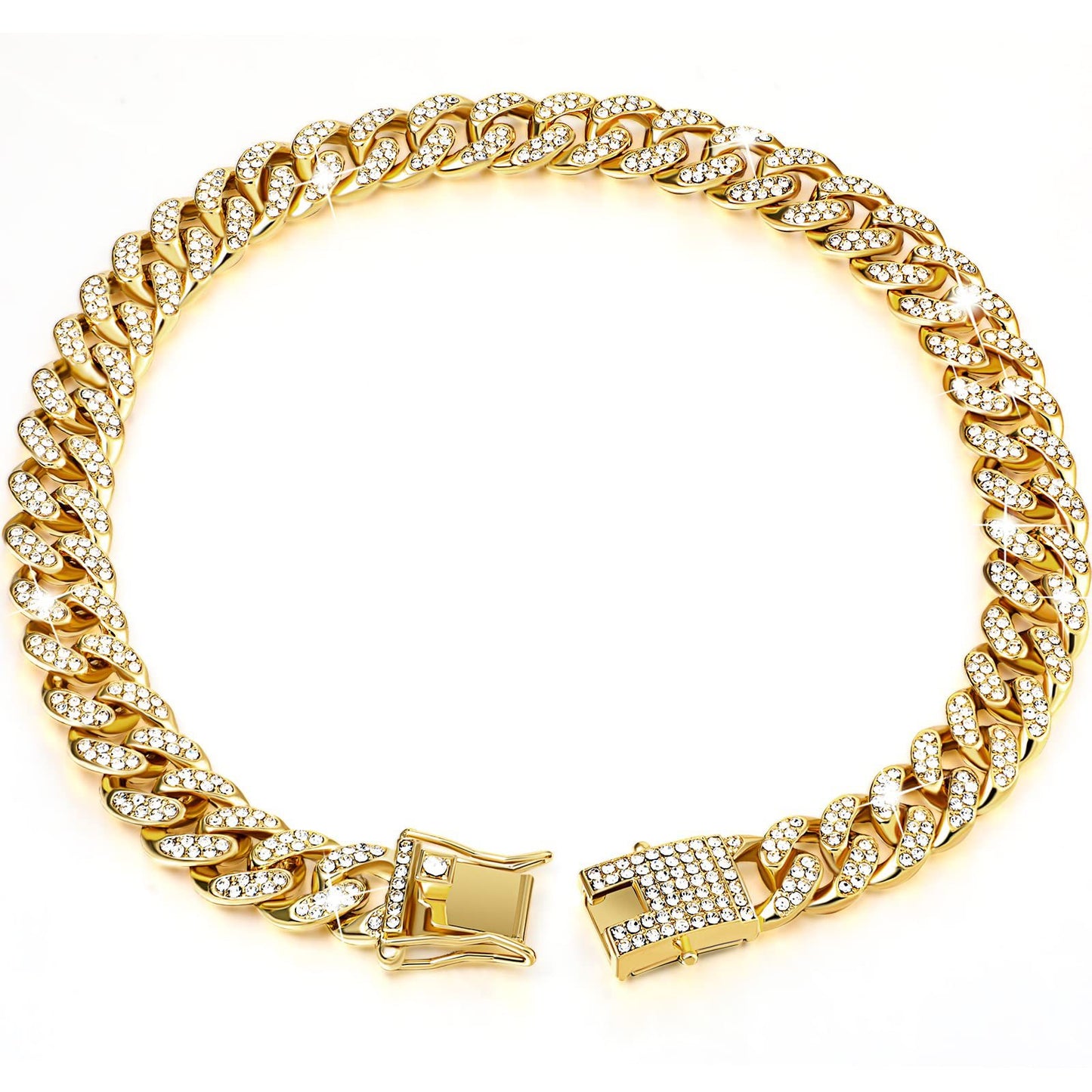 Hip-Hop Style Diamond Pet Collar with Lock Buckle