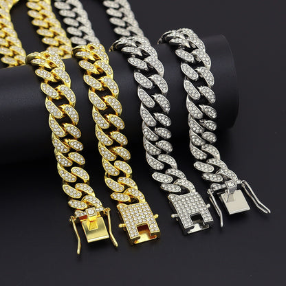 Hip-hop style full diamond neck chain