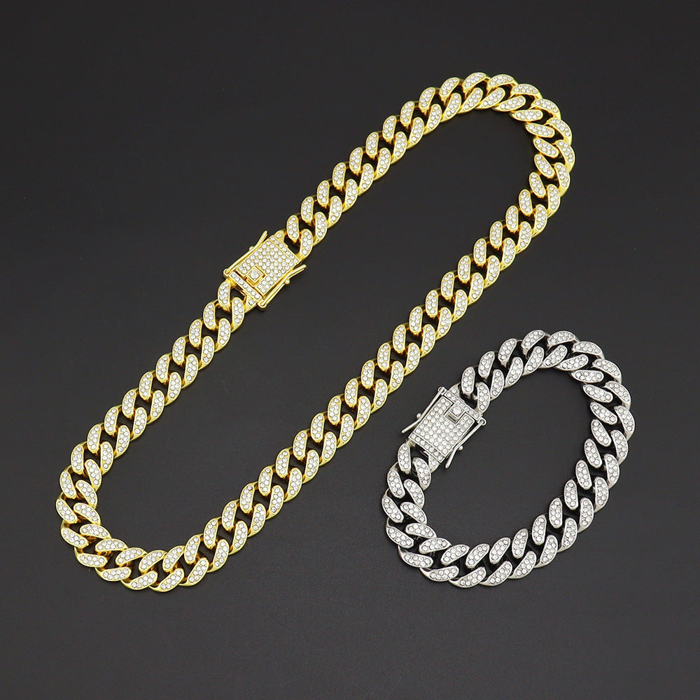 Hip-hop style full diamond neck chain