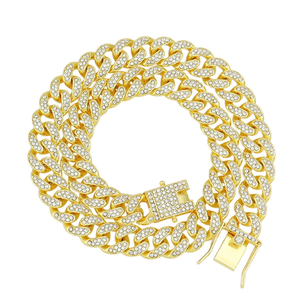 Hip-hop style full diamond neck chain
