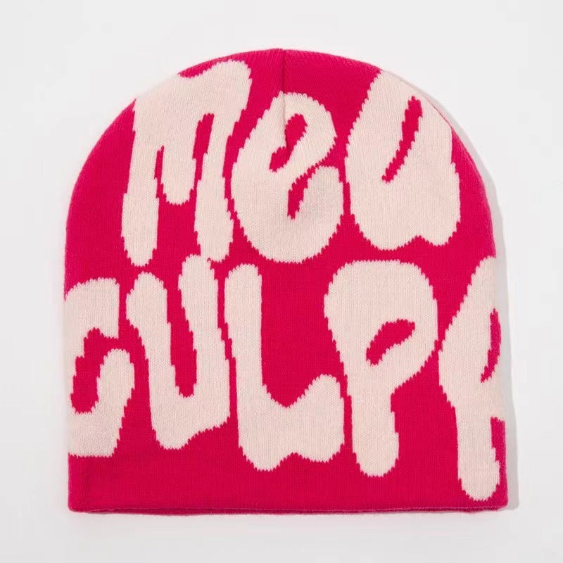 Hip-hop style knitted letter-shaped woolen hat