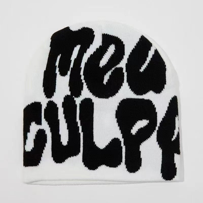Hip-hop style knitted letter-shaped woolen hat