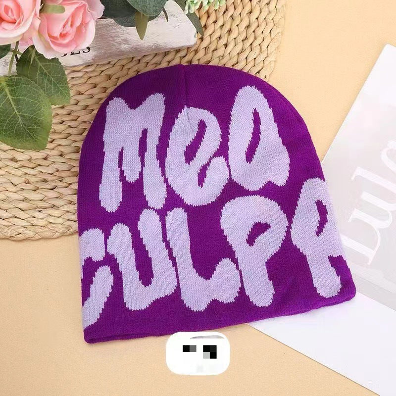 Hip-hop style knitted letter-shaped woolen hat