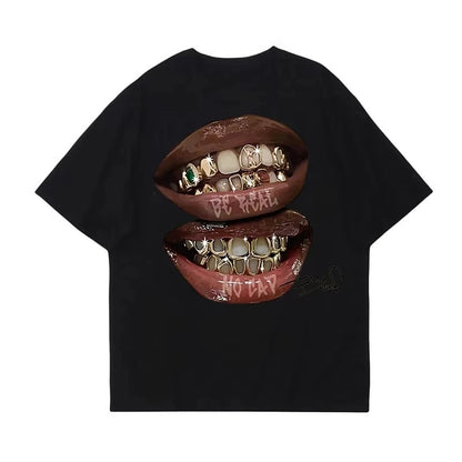 Hip-Hop Style Retro Cotton Round-Neck T-Shirt
