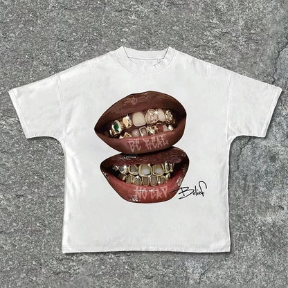 Hip-Hop Style Retro Cotton Round-Neck T-Shirt