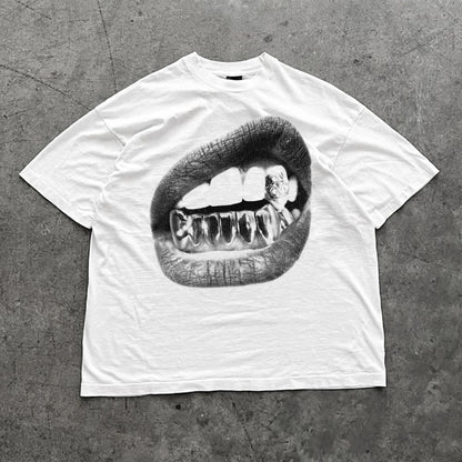 Hip-Hop Style Retro Cotton Round-Neck T-Shirt