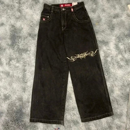 Hip-hop style straight-leg jeans