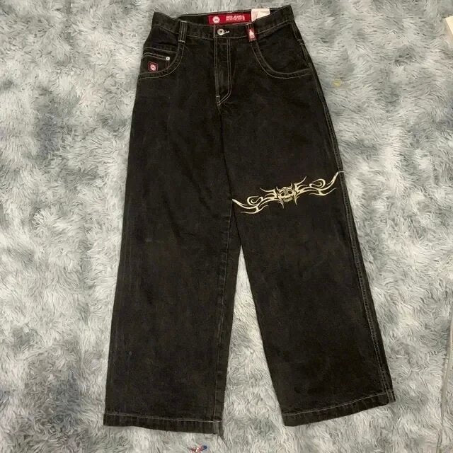 Hip-hop style straight-leg jeans