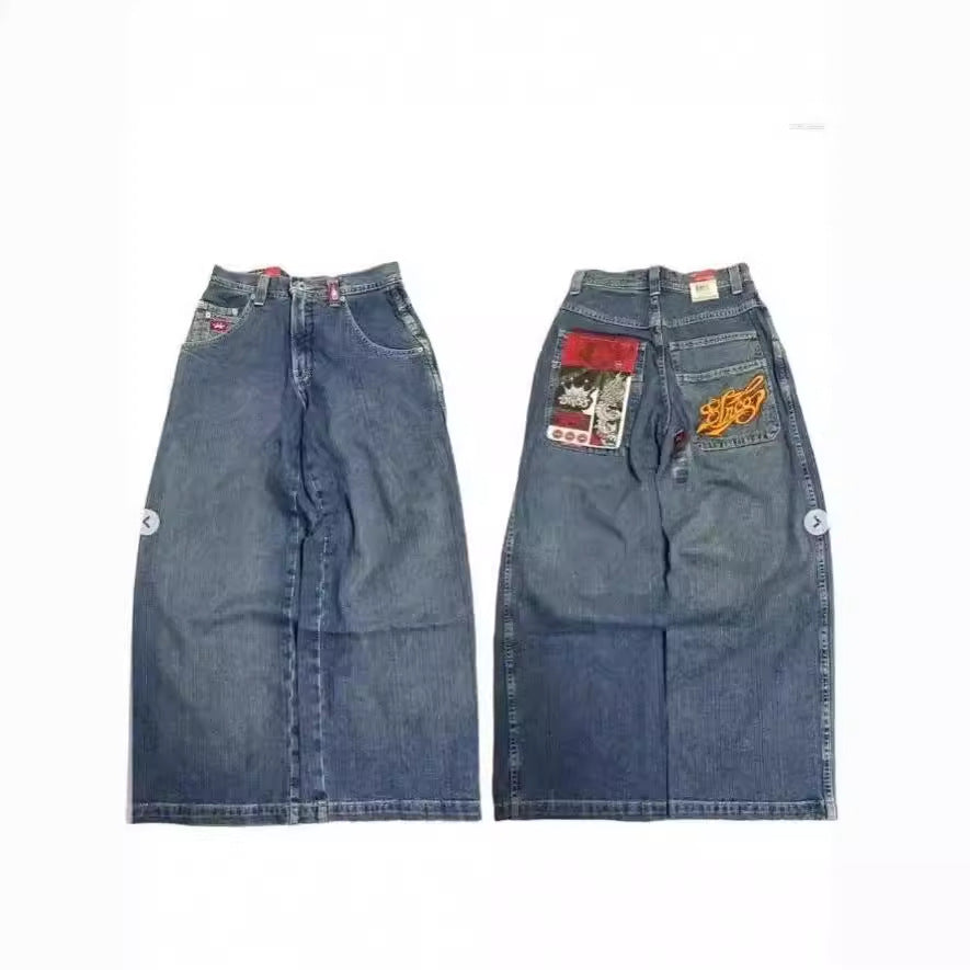 Hip-hop style straight-leg jeans