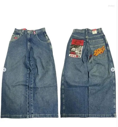 Hip-hop style straight-leg jeans