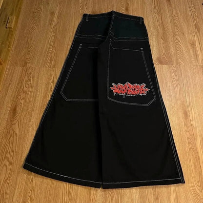 Hip-hop style straight-leg jeans