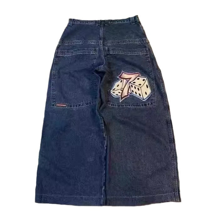 Hip-hop style straight-leg jeans
