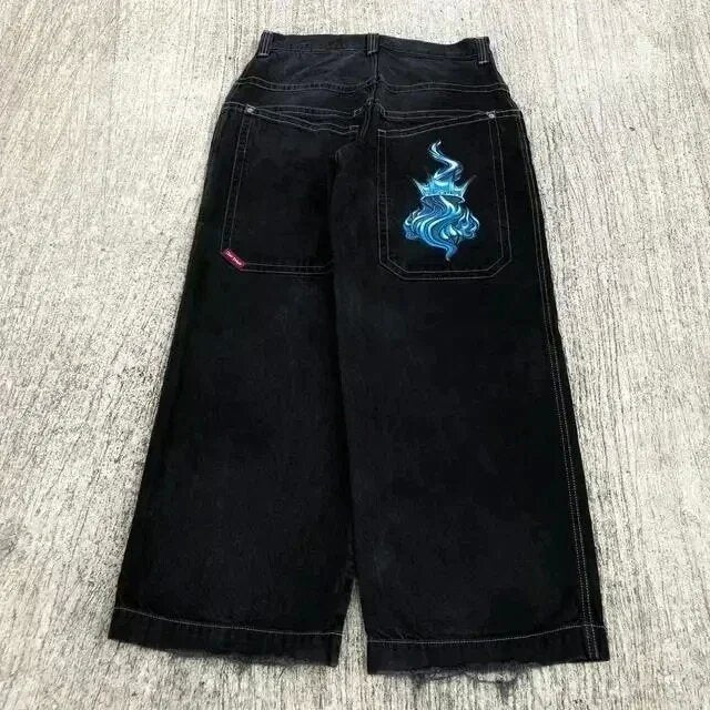 Hip-hop style straight-leg jeans
