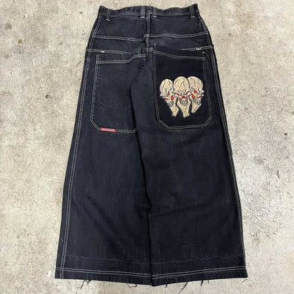 Hip-hop style straight-leg jeans