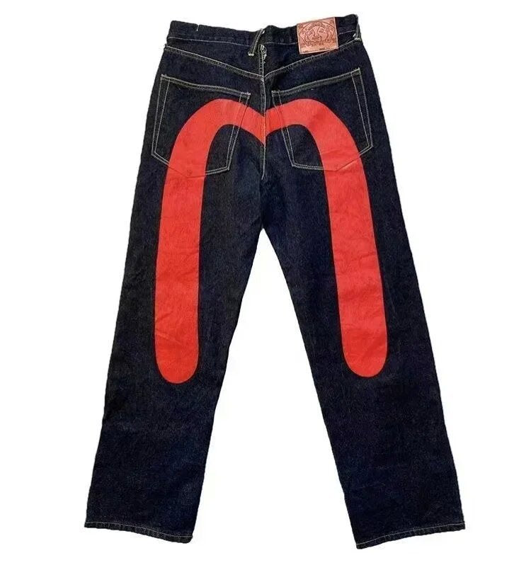 Hip-hop style straight-leg jeans