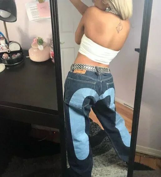 Hip-hop style straight-leg jeans