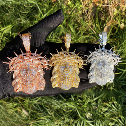 Hip-hop style studded cartoon pendant necklace