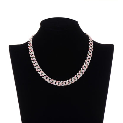 Hiphop Dual-Tone Diamond Necklace Bracelet