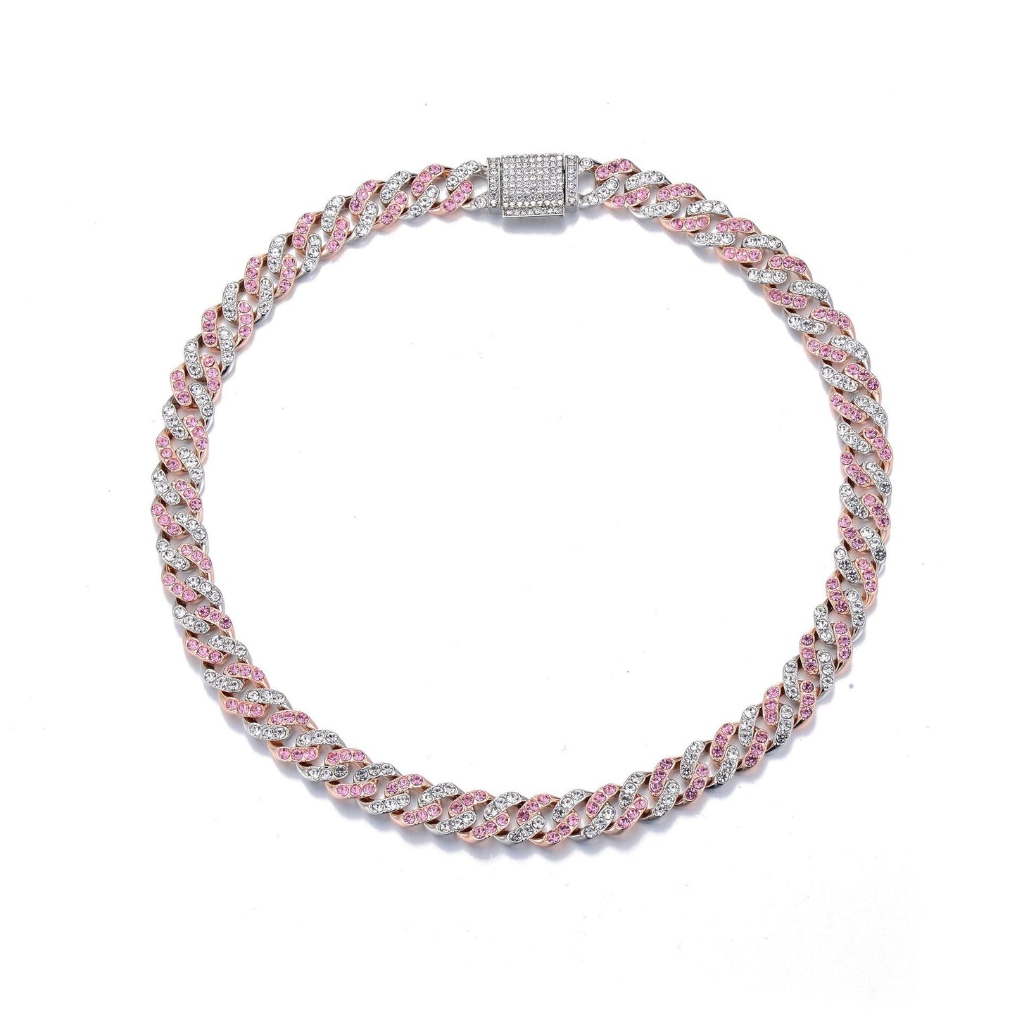 Hiphop Dual-Tone Diamond Necklace Bracelet