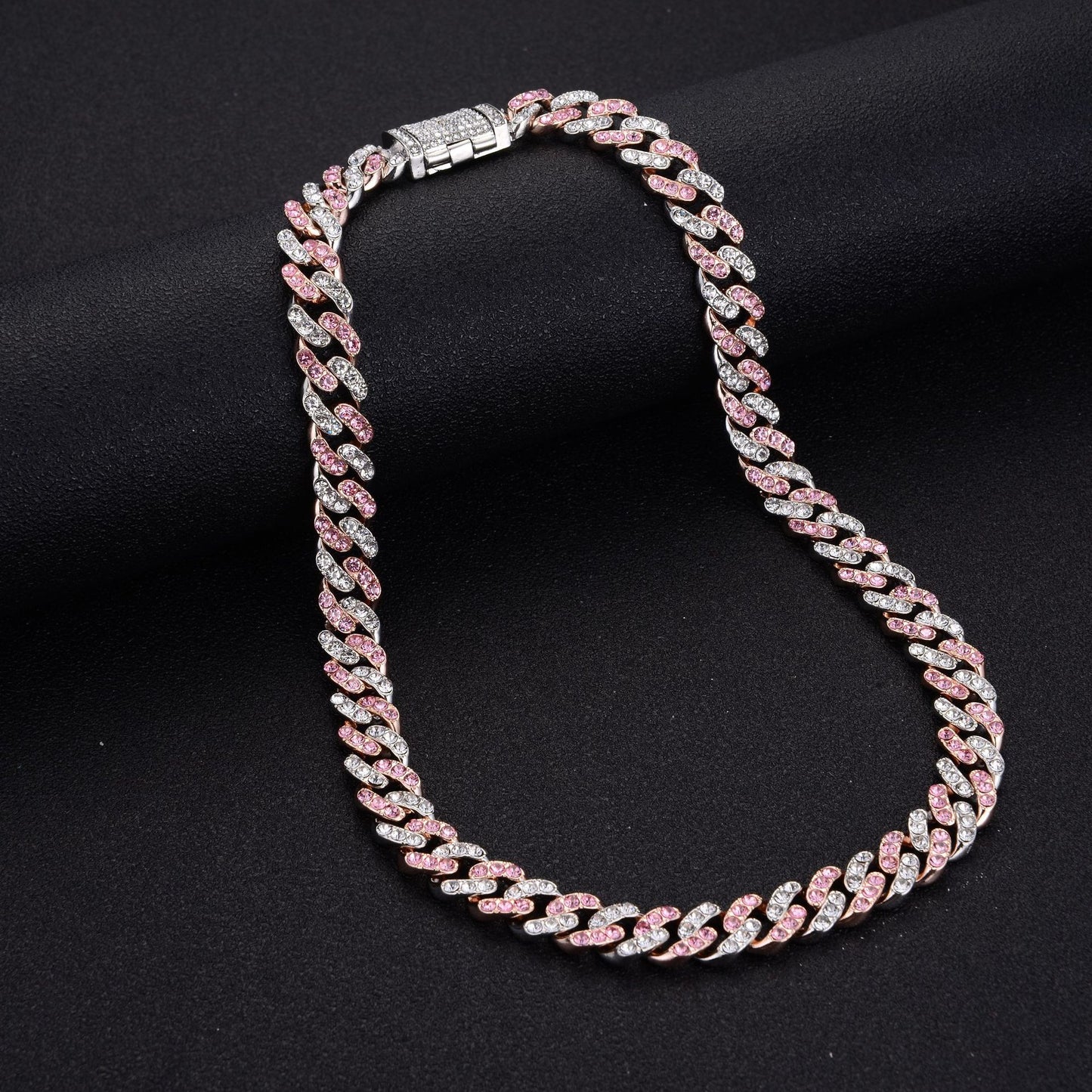 Hiphop Dual-Tone Diamond Necklace Bracelet