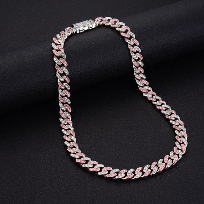 Hiphop Dual-Tone Diamond Necklace Bracelet