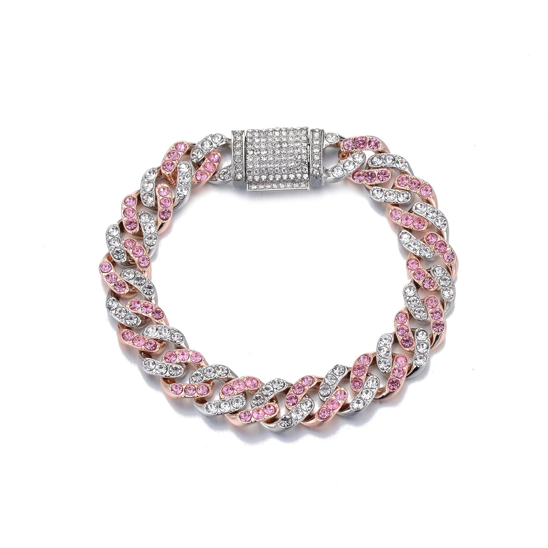 Hiphop Dual-Tone Diamond Necklace Bracelet