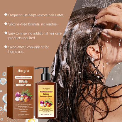 HOEGOA 3 in 1 Nourishing Hair Care Shampoo Cleansing Nourishing Scalp Moisturizing Hair Softening Hair Care Shampoo