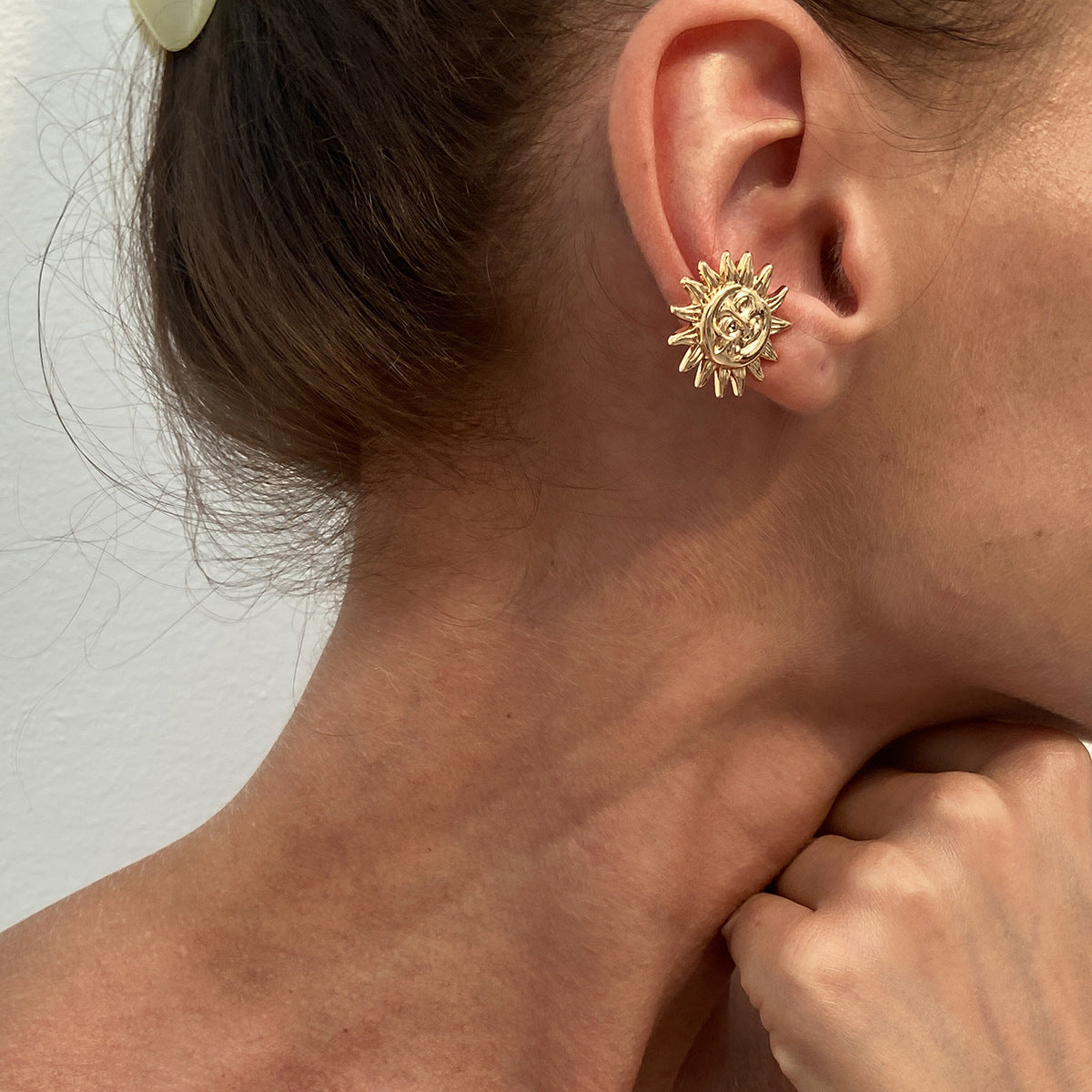 Holiday-style starry-night face mask with ear clips