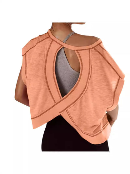 Hollow Backless Loose Short Sleeve T-shirt