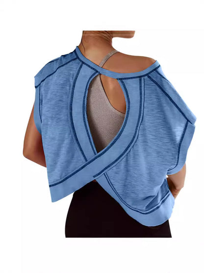 Hollow Backless Loose Short Sleeve T-shirt