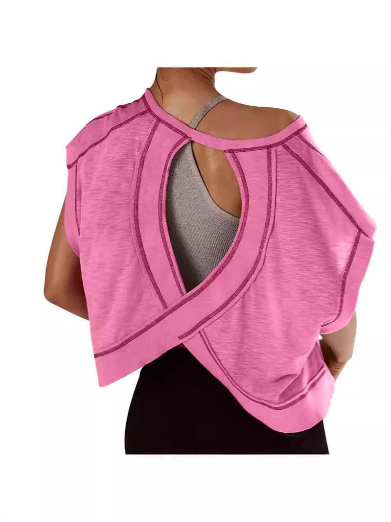 Hollow Backless Loose Short Sleeve T-shirt