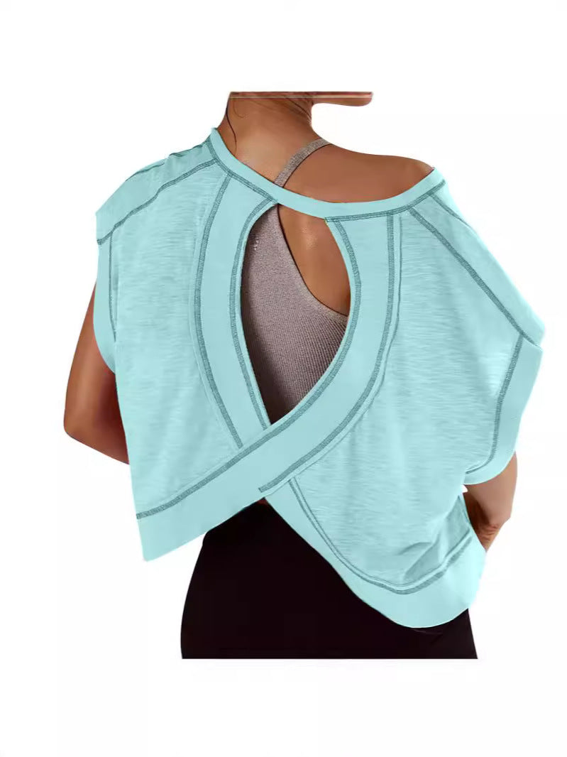 Hollow Backless Loose Short Sleeve T-shirt