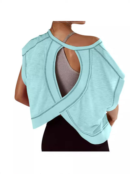 Hollow Backless Loose Short Sleeve T-shirt