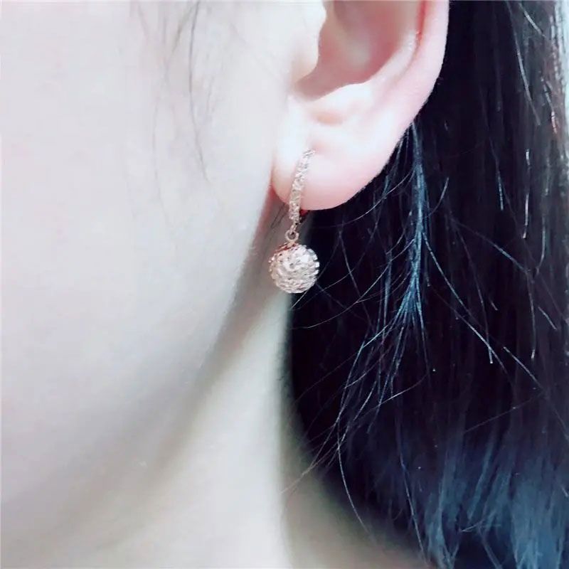 Hollow Ball Rose Gold Plated Earrings