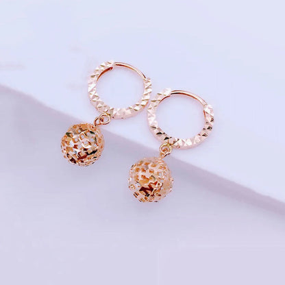 Hollow Ball Rose Gold Plated Earrings