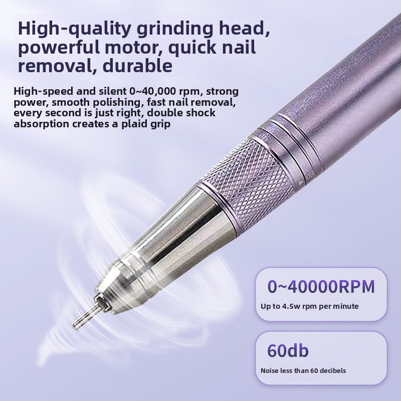 Hollow Cup Nail Polisher 40,000 RPM Portable Rechargeable