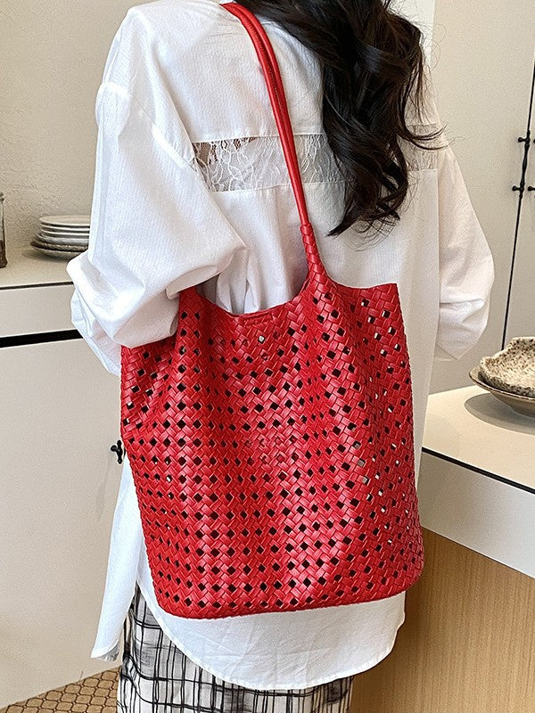 Hollow Design PU Leather Shoulder Bag
