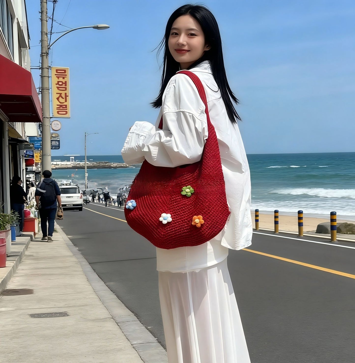 Hollow Hand-Woven Straw Tote Bag for Women