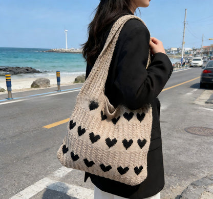 Hollow Hand-Woven Straw Tote Bag for Women