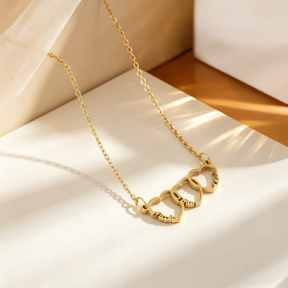 Hollow Heart Letter Necklace Gold Plated Stainless Steel Jewelry